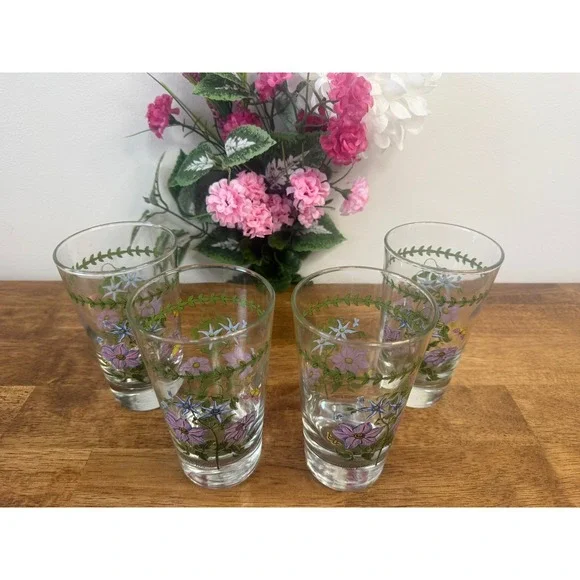 Vintage Portmeirion Botanic Garden Clematis Florida‎ Highball Glasses Set - Picture 3 of 7